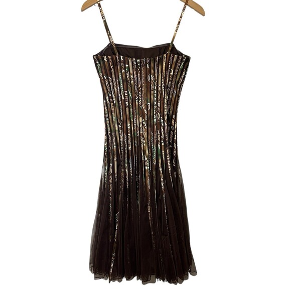Vintage 90s CACHE Spaghetti Strap Brown Chocolate Party Cocktail Dress Size 8 - Picture 8 of 16